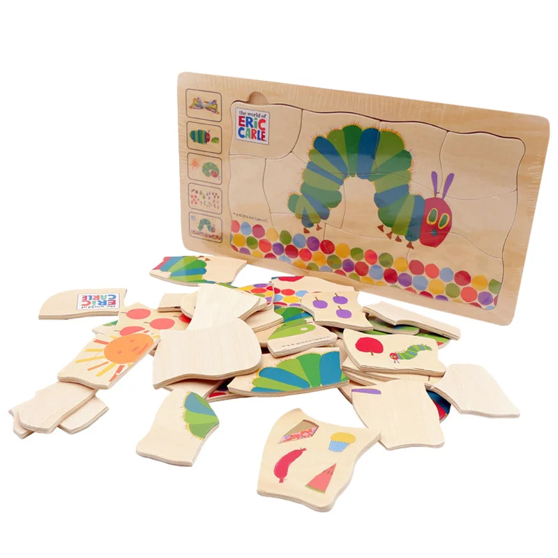 Montessori Man Woman Growth Puzzles Wooden Toys Caterpillar Frog Sunflower Growth Process Puzzle Educational Toys For Children - Image 3